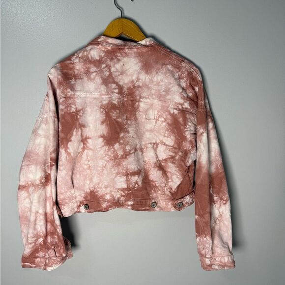 POL Pink and White Tie-Dye Jean Jacket | L - Picture 3 of 4